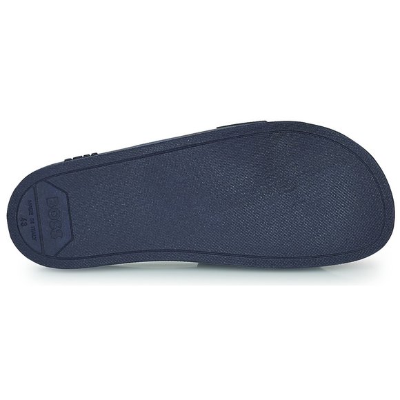 BOSS Italian Slides Logo Strap Contoured Sole Blue Gold Size 9 Mens Slides Shoes - Picture 7 of 7